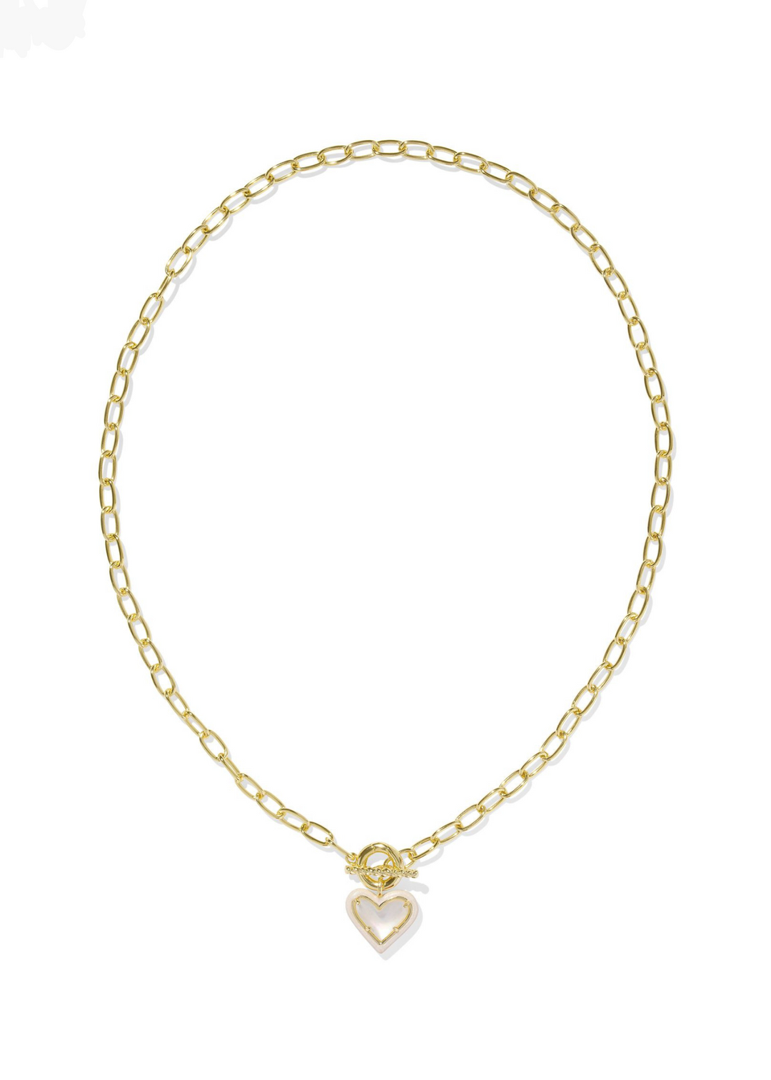 Kendra Scott Ari Heart Enamel Frame Link and Chain Necklace - Gold/Ivory Mother of Pearl