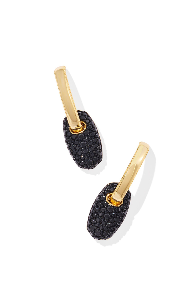 Kendra Scott Bailey Pave Huggie Earrings in Gold Black Crystal