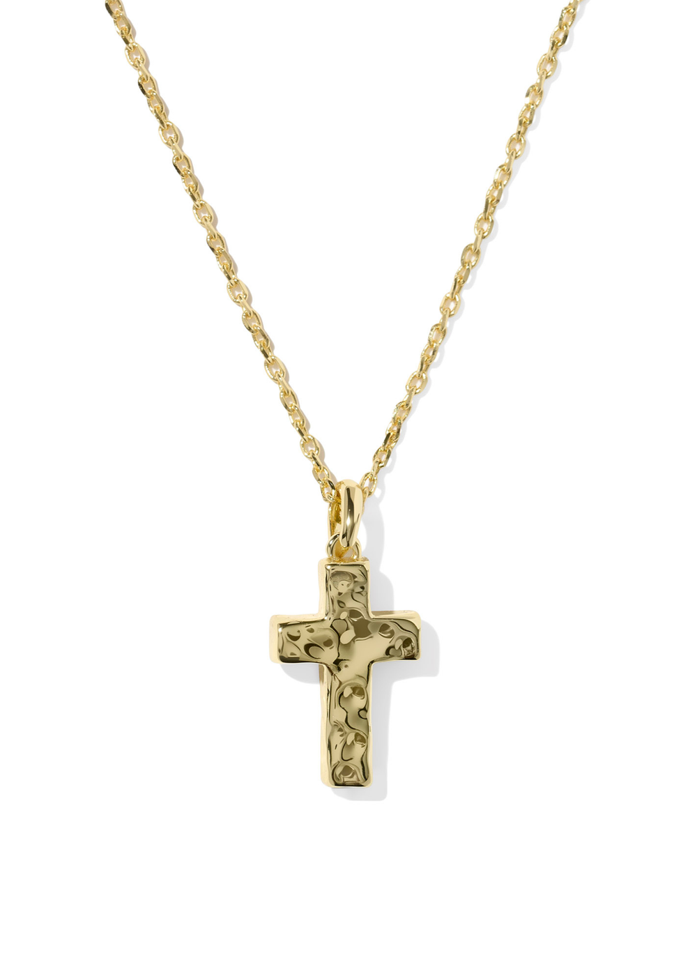 Gold cross pendant on a gold chain
