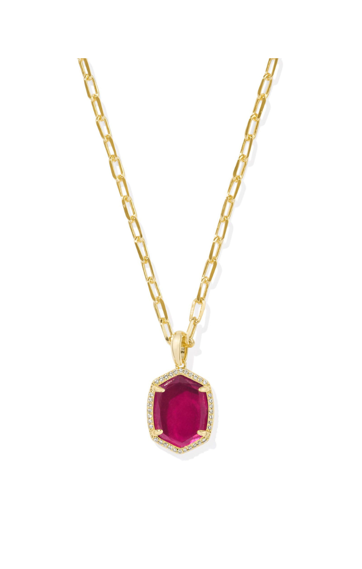 Kendra Scott Daphne Pave Frame Short Pendant Necklace in Berry Mica