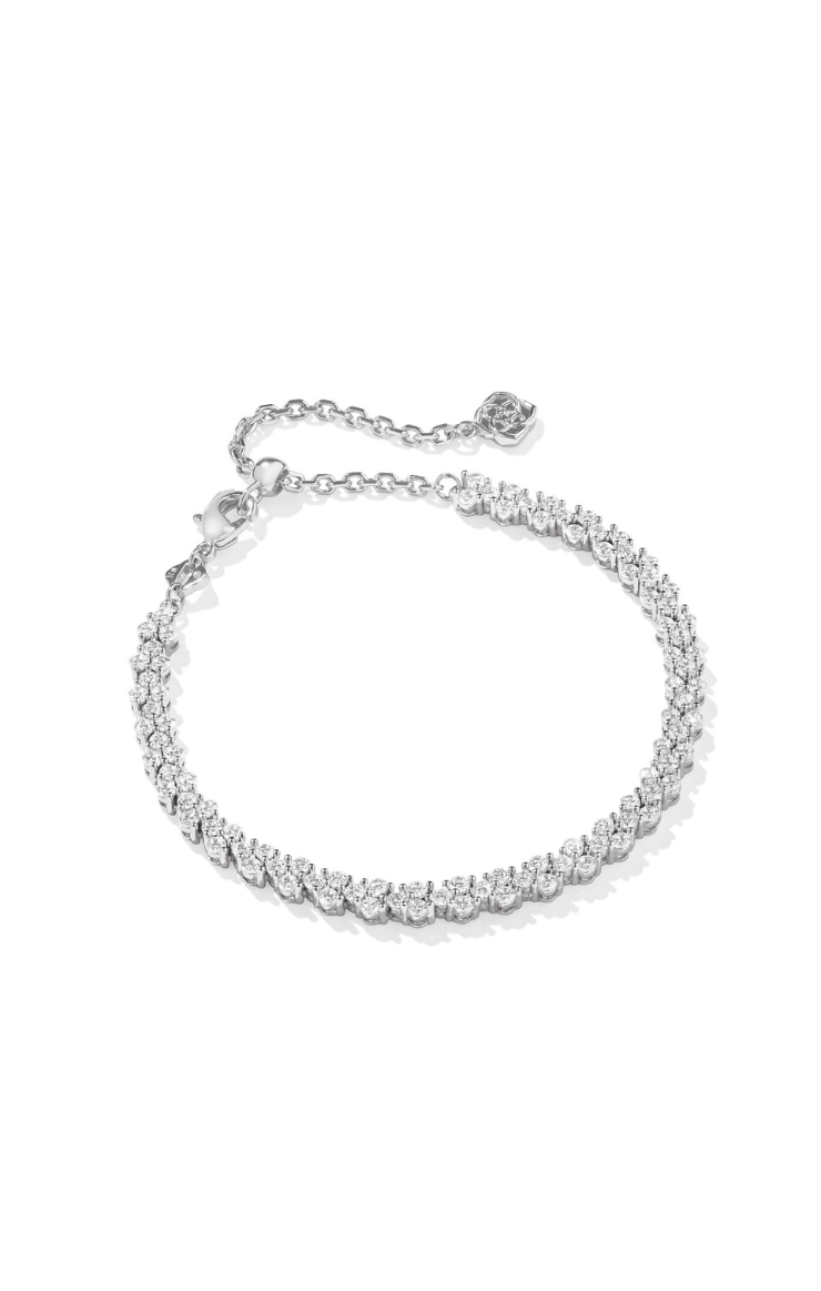 Kendra Scott Emery Tennis Bracelet in Silver White Crystal