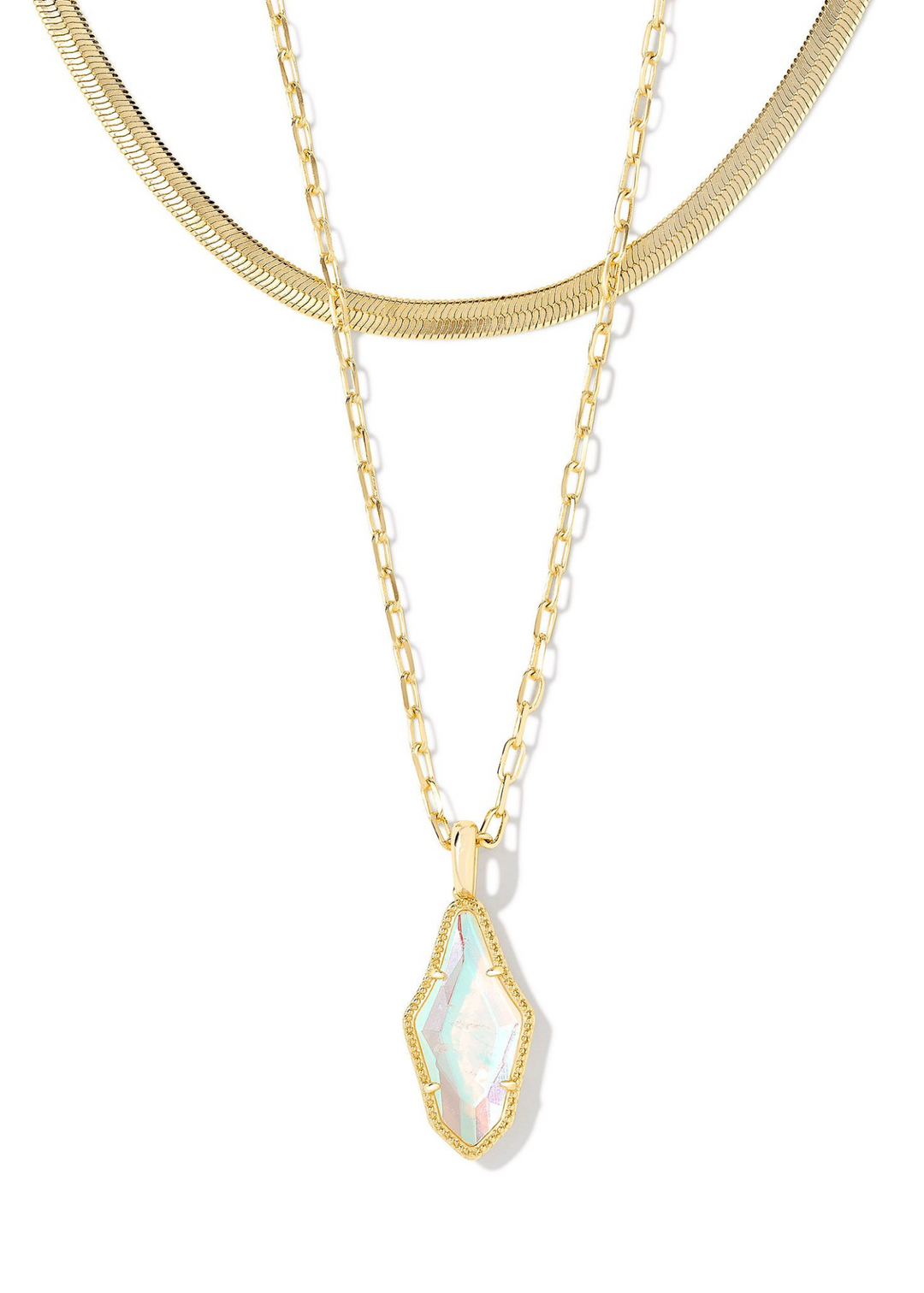 Kendra Scott Evelyn Multi Strand Necklace in Gold/Rock Crystal Dichroic