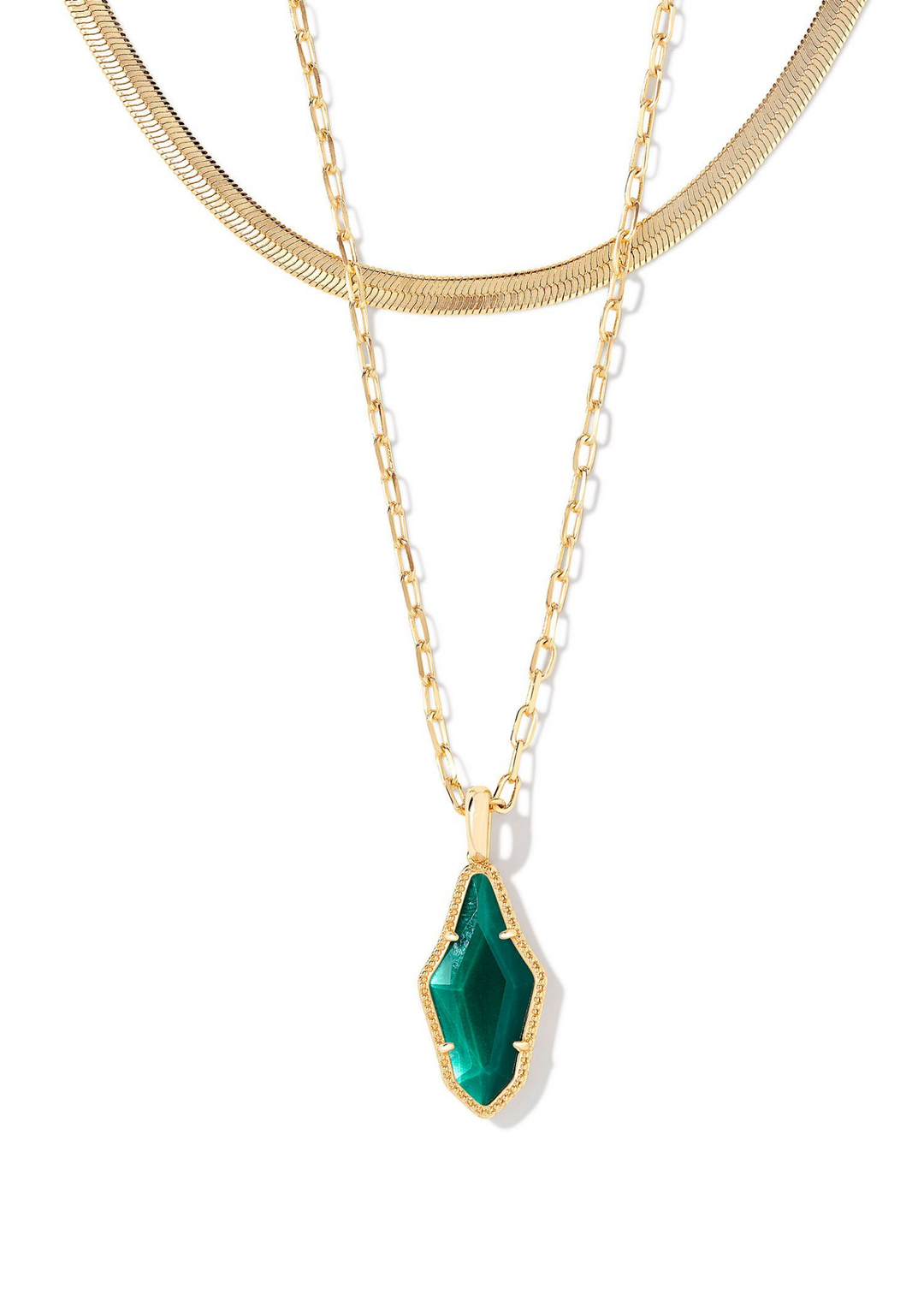 Kendra Scott Evelyn Multi Strand Necklace in Gold/Dark Green Mother of Pearl