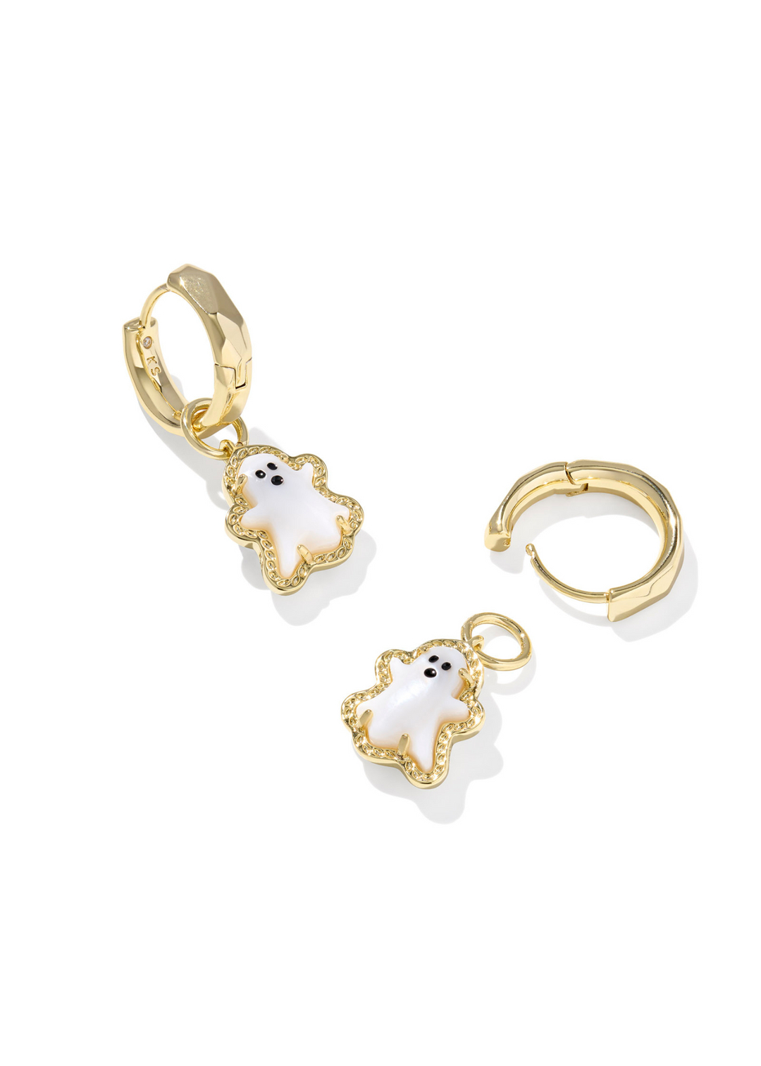 Kendra Scott Ghost Huggie Earrings - Gold/White Mother of Pearl