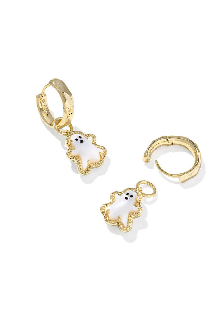 Kendra Scott Ghost Huggie Earrings - Gold/White Mother of Pearl