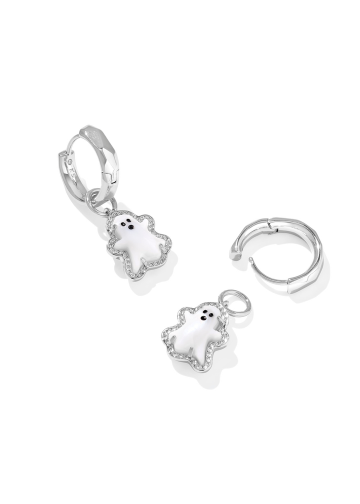 Kendra Scott Ghost Huggie Earrings - Rhodium/White Mother of Pearl