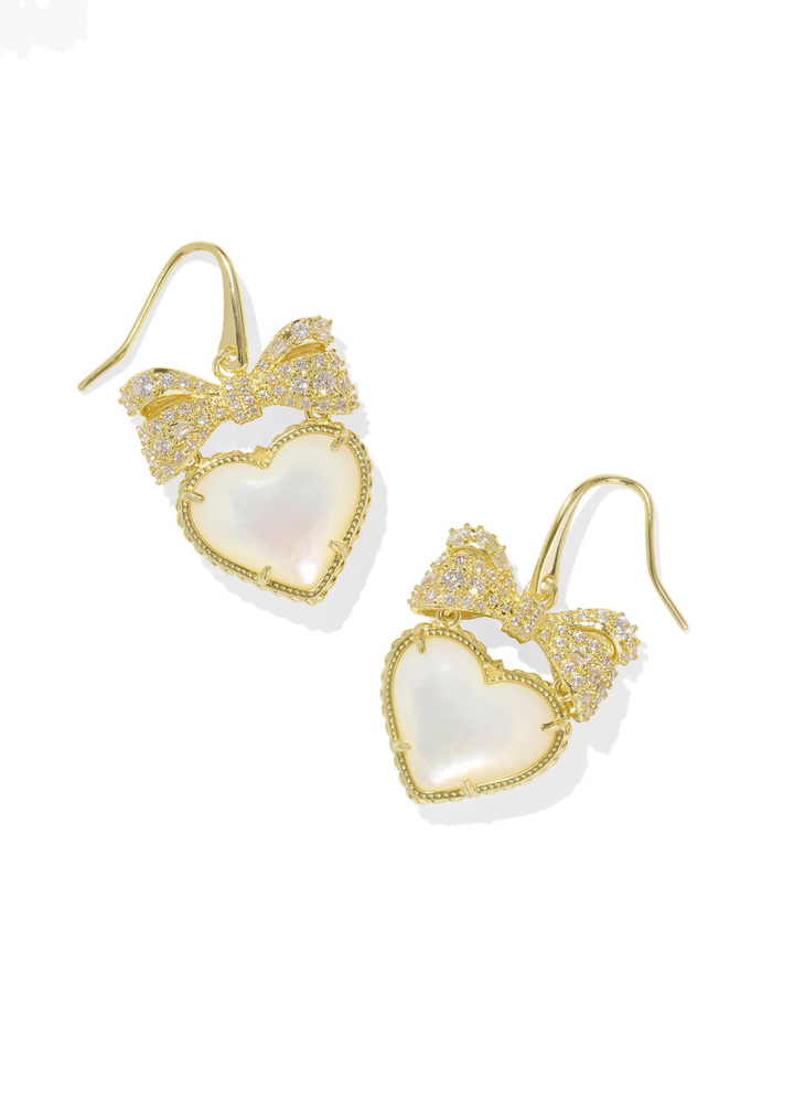 Kendra Scott Haisley Heart Drop Earrings in Gold/Ivory Mother of Pearl