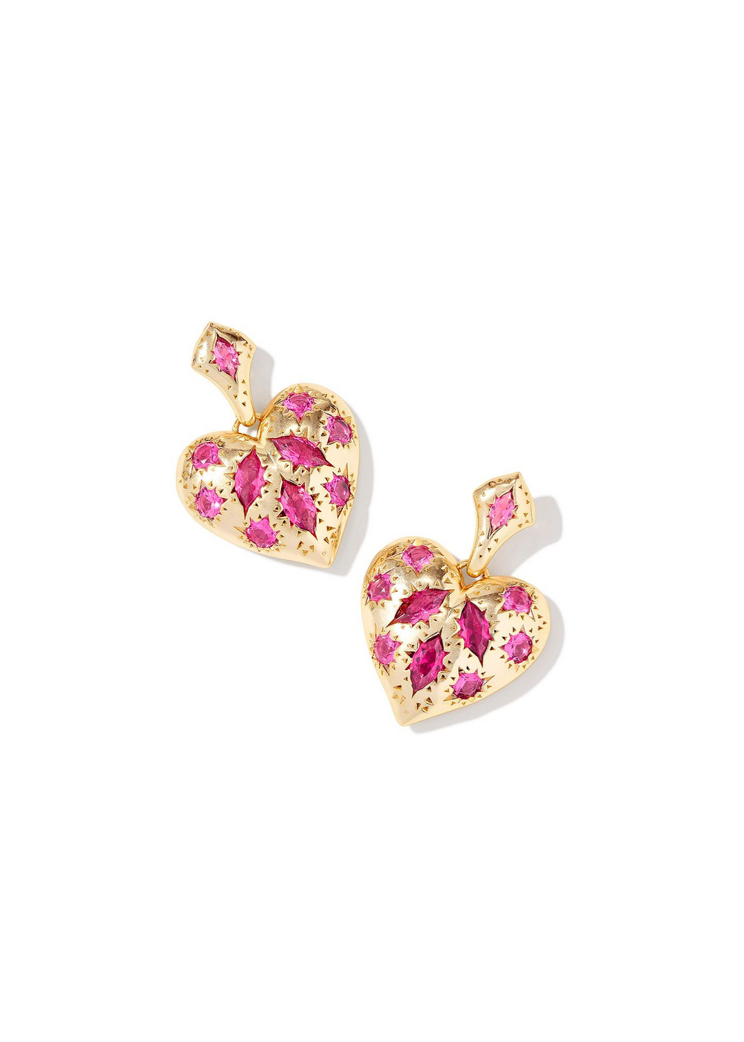 Kendra Scott Holland Heart Drop Earrings in Gold/Pink Crystal