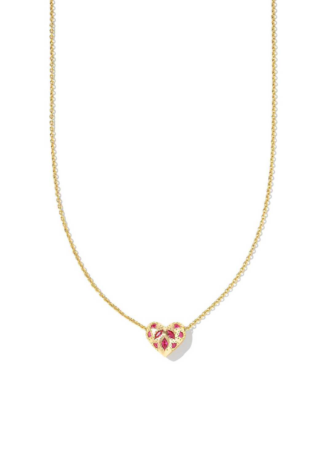 Kendra Scott Holland Heart Short Pendant Necklace in Gold/Pink Crystal