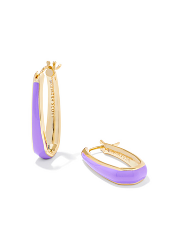 Kendra Scott Kelsey Hoop Earrings - Gold/Purple Enamel