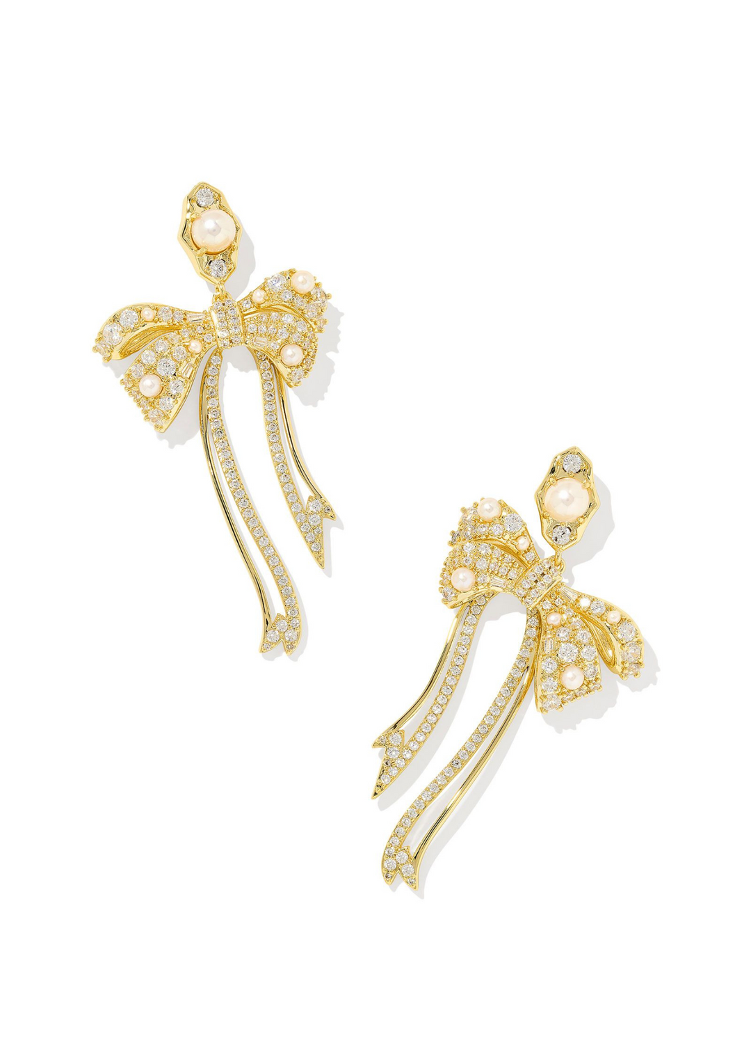 Kendra Scott Krista Bow Statement Earrings in Gold/White Mix