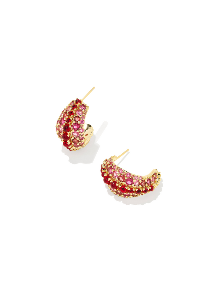 Kendra Scott Krista Hoop Earrings in Gold/Red Mix