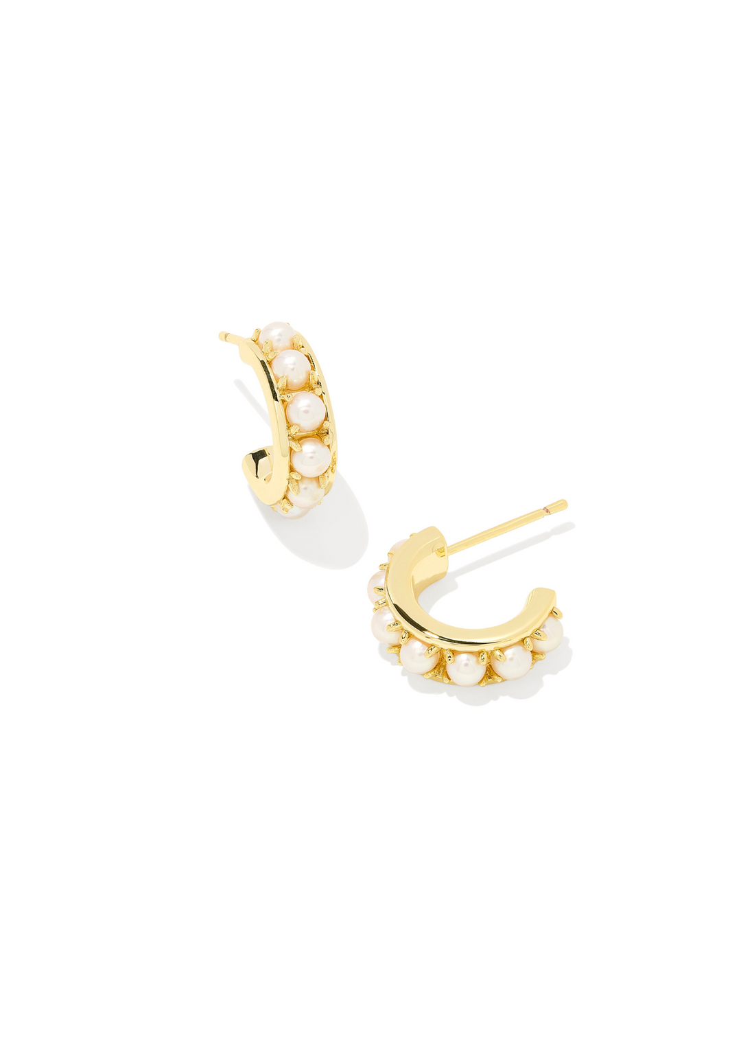 Kendra Scott Krista Huggie Earrings in Gold/White Pearl