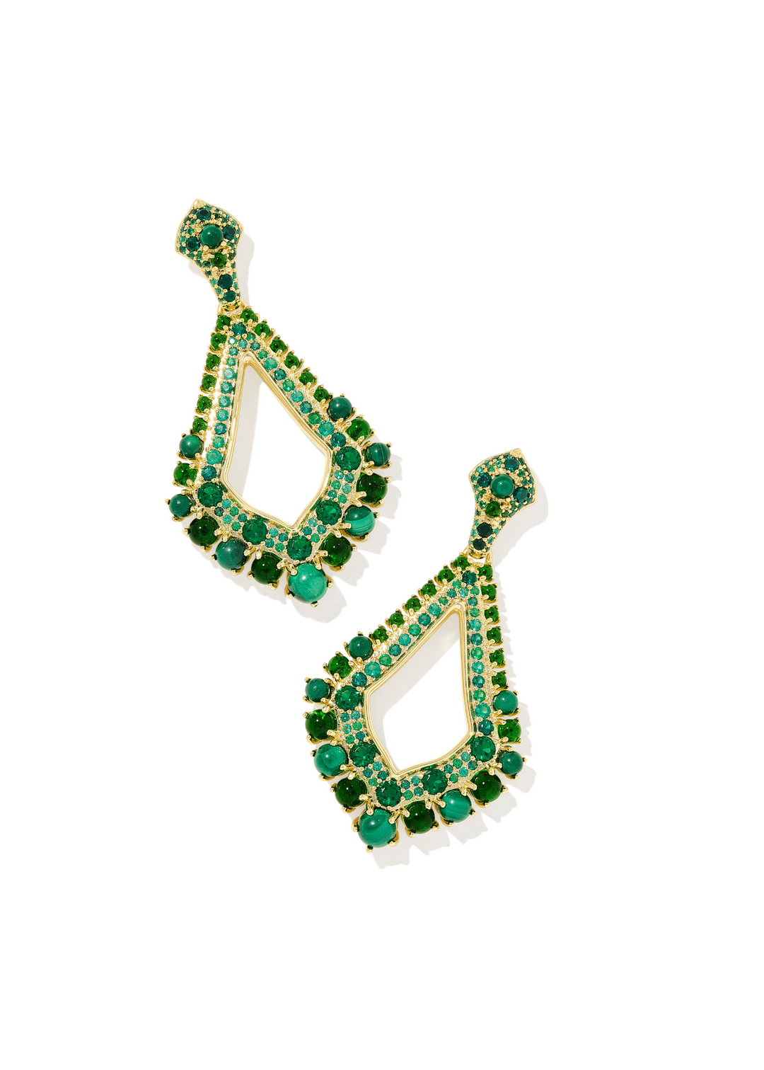 Kendra Scott Krista Statement Earrings in Gold/Green Mix