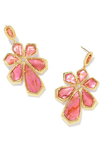 Layne Statement Earrings - Gold/Light Pink Iridescent Abalone