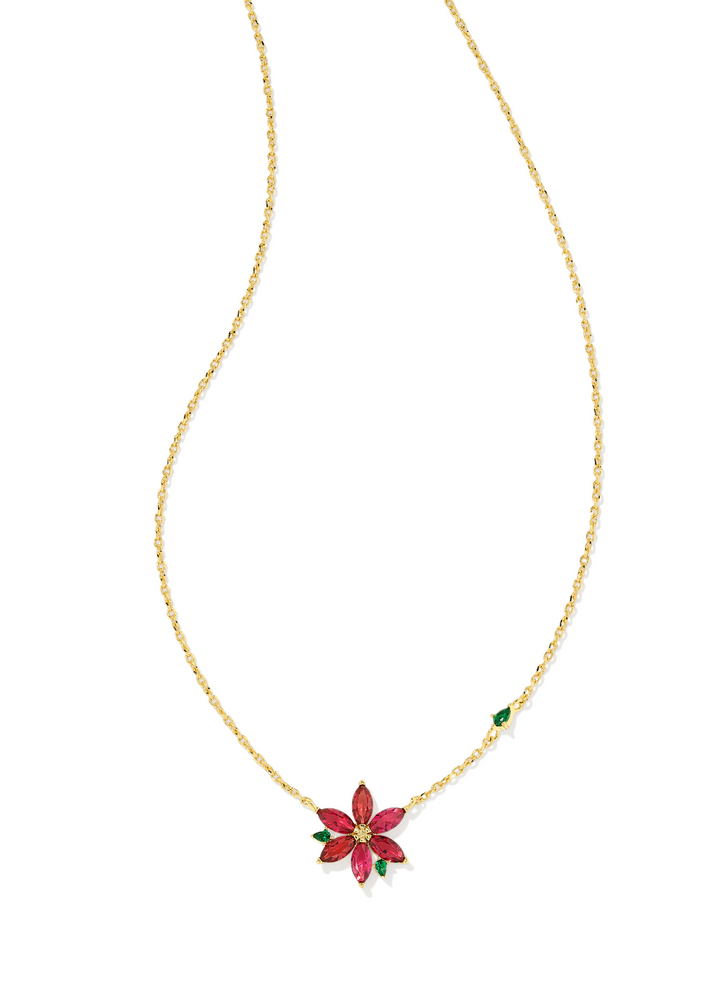 Kendra Scott Poinsettia Short Pendant Necklace in Gold/Red Mix