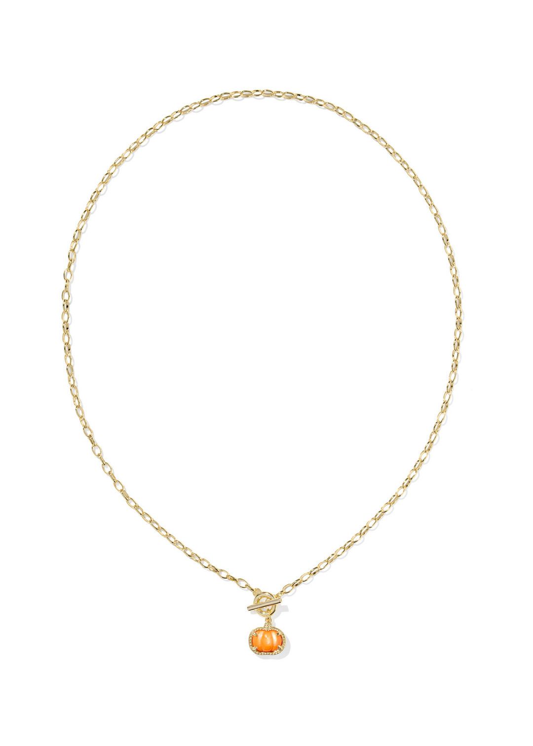 Kendra Scott Pumpkin Link and Chain Necklace - Gold/Orange Mother of Pearl