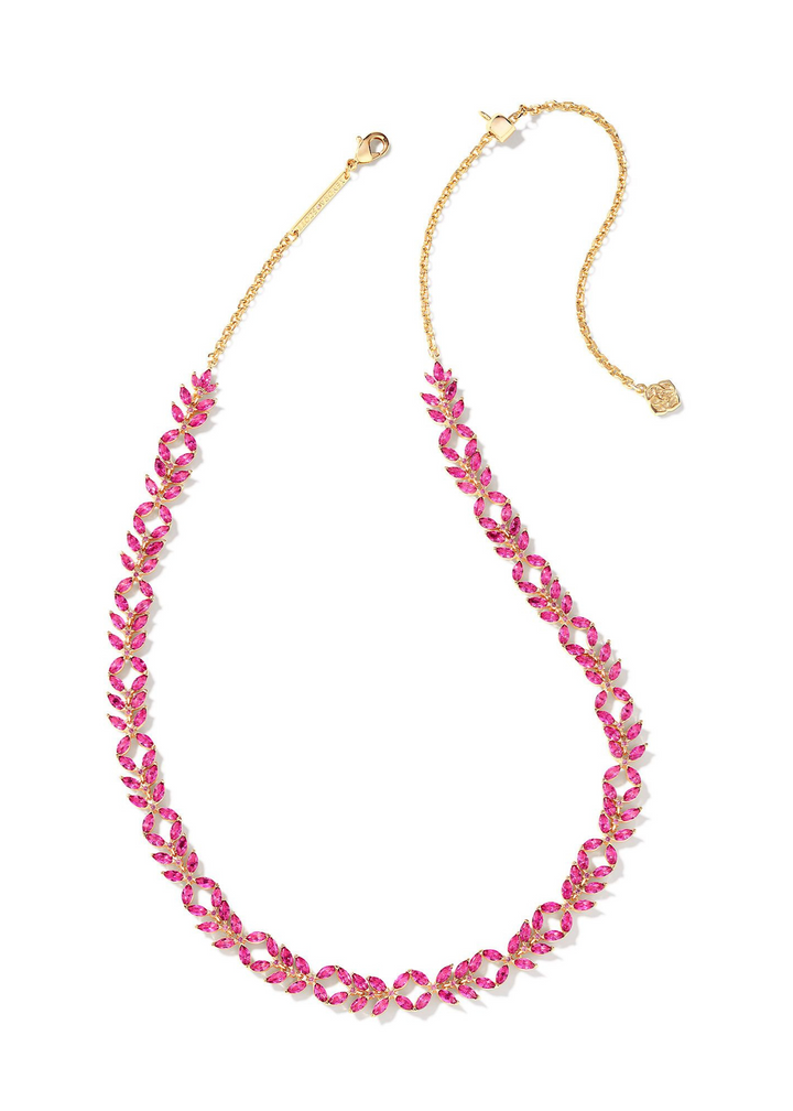 Kendra Scott Rosalie Tennis Necklace - Gold/Pink Crystal