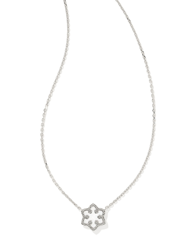 Kendra Scott Snowflake Short Pendant Necklace - Rhodium/White Kyocera Opal