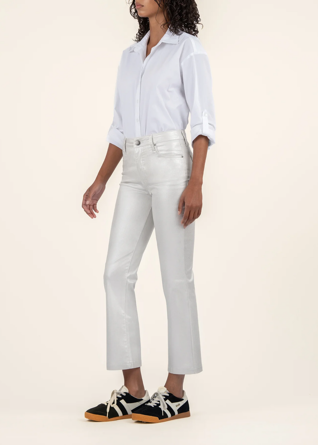 Kut From the Kloth Kelsey Coated High Rise Fab Ab Ankle Flare Jeans