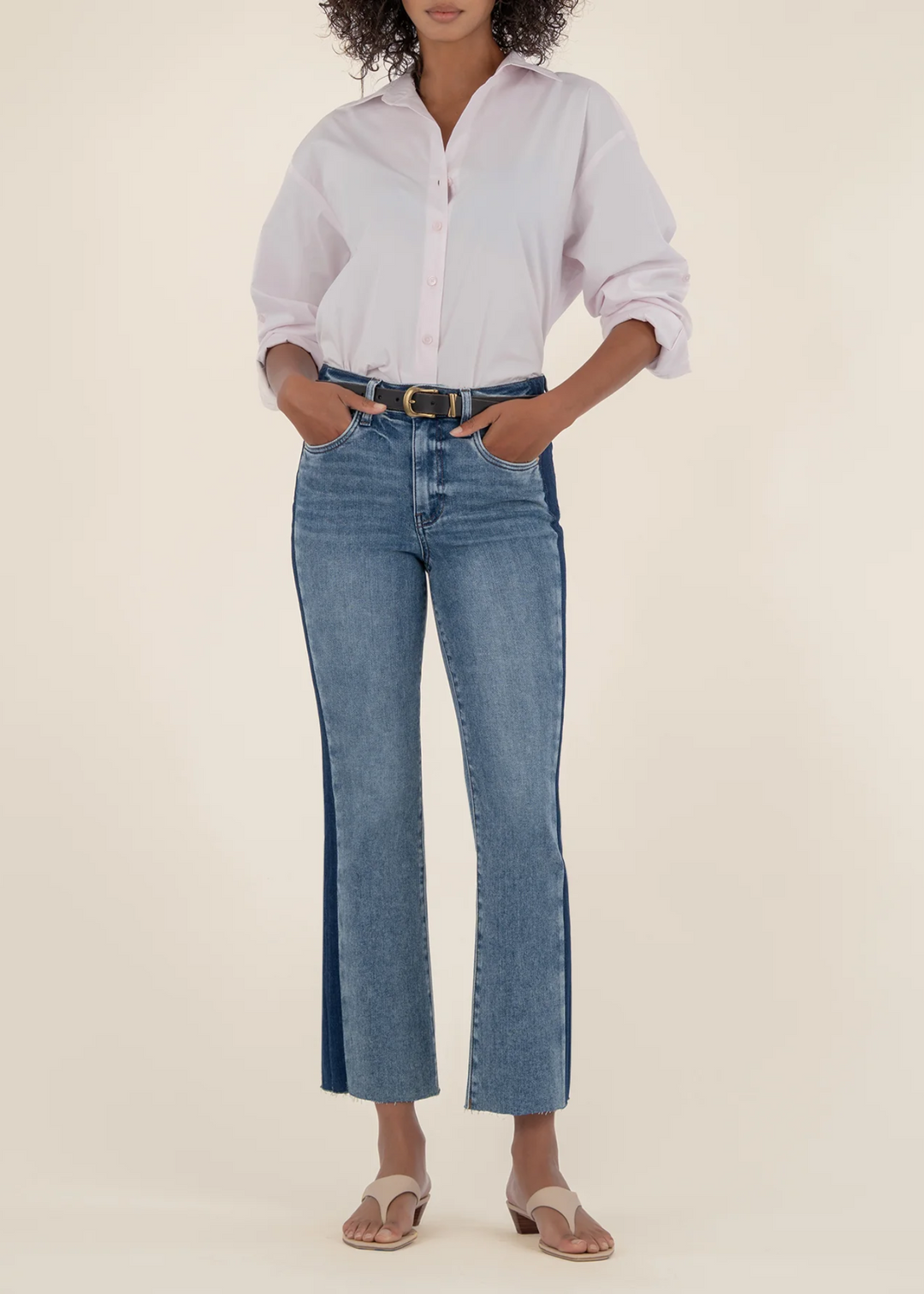 Kut From the Kloth Kelsey High Rise Ankle Flare w/ Raw Hems Jeans - Inerrant w/ Dark Base Wash