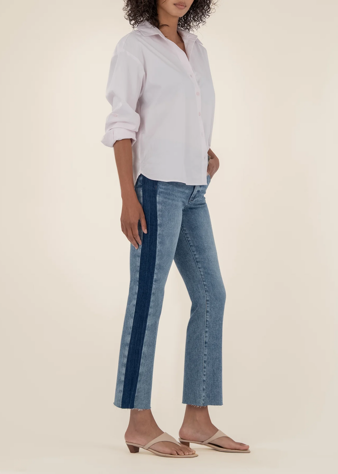 Kut From the Kloth Kelsey High Rise Ankle Flare w/ Raw Hems Jeans - Inerrant w/ Dark Base Wash