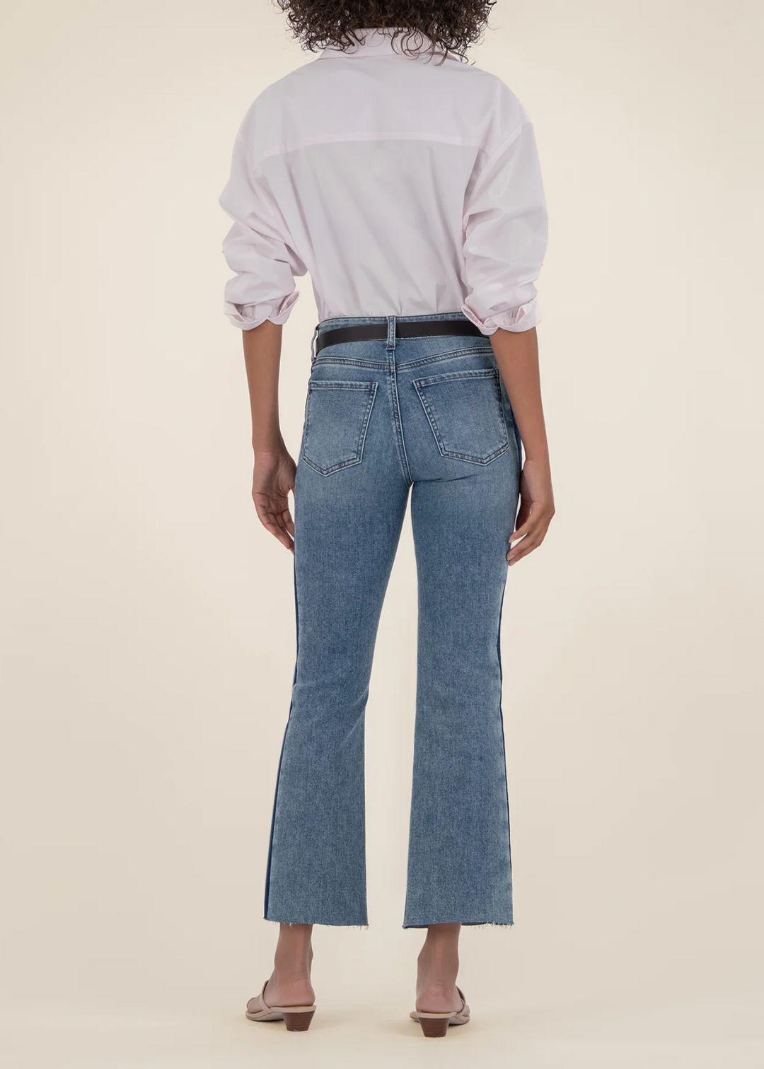 Kut From the Kloth Kelsey High Rise Ankle Flare w/ Raw Hems Jeans - Inerrant w/ Dark Base Wash