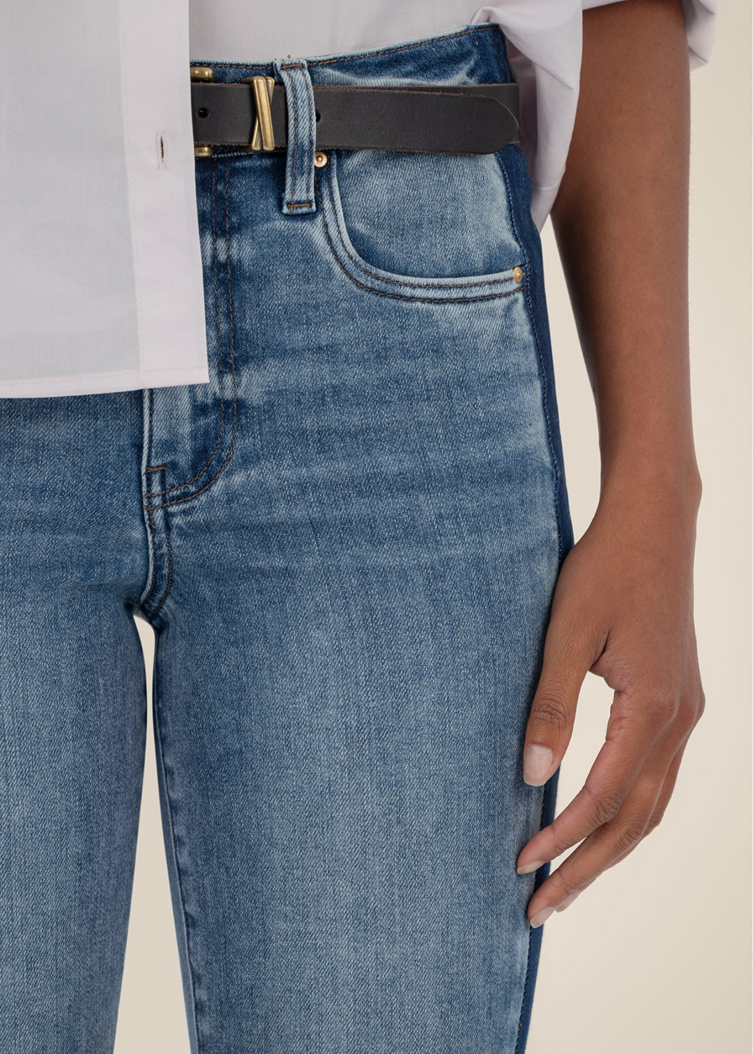 Kut From the Kloth Kelsey High Rise Ankle Flare w/ Raw Hems Jeans - Inerrant w/ Dark Base Wash