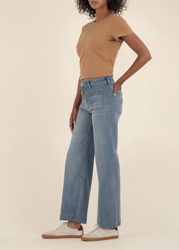 Kut From the Kloth Meg High Rise Wide Leg w/ Front Patch Pockets