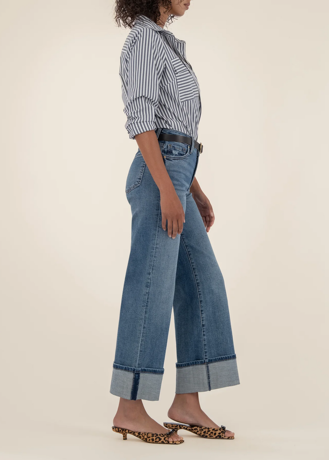 Kut From the Kloth Meg High Rise Roll Up Wide Leg Jeans - Incontrovertible