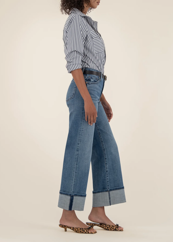 Kut From the Kloth Meg High Rise Roll Up Wide Leg Jeans - Incontrovertible