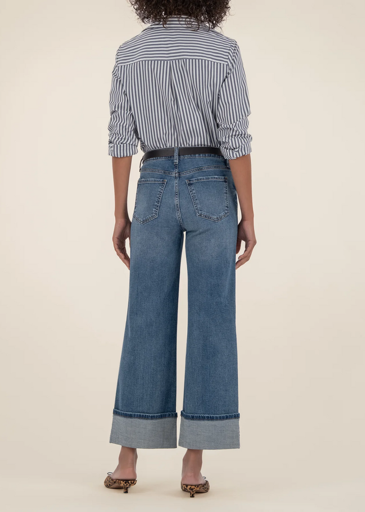 Kut From the Kloth Meg High Rise Roll Up Wide Leg Jeans - Incontrovertible