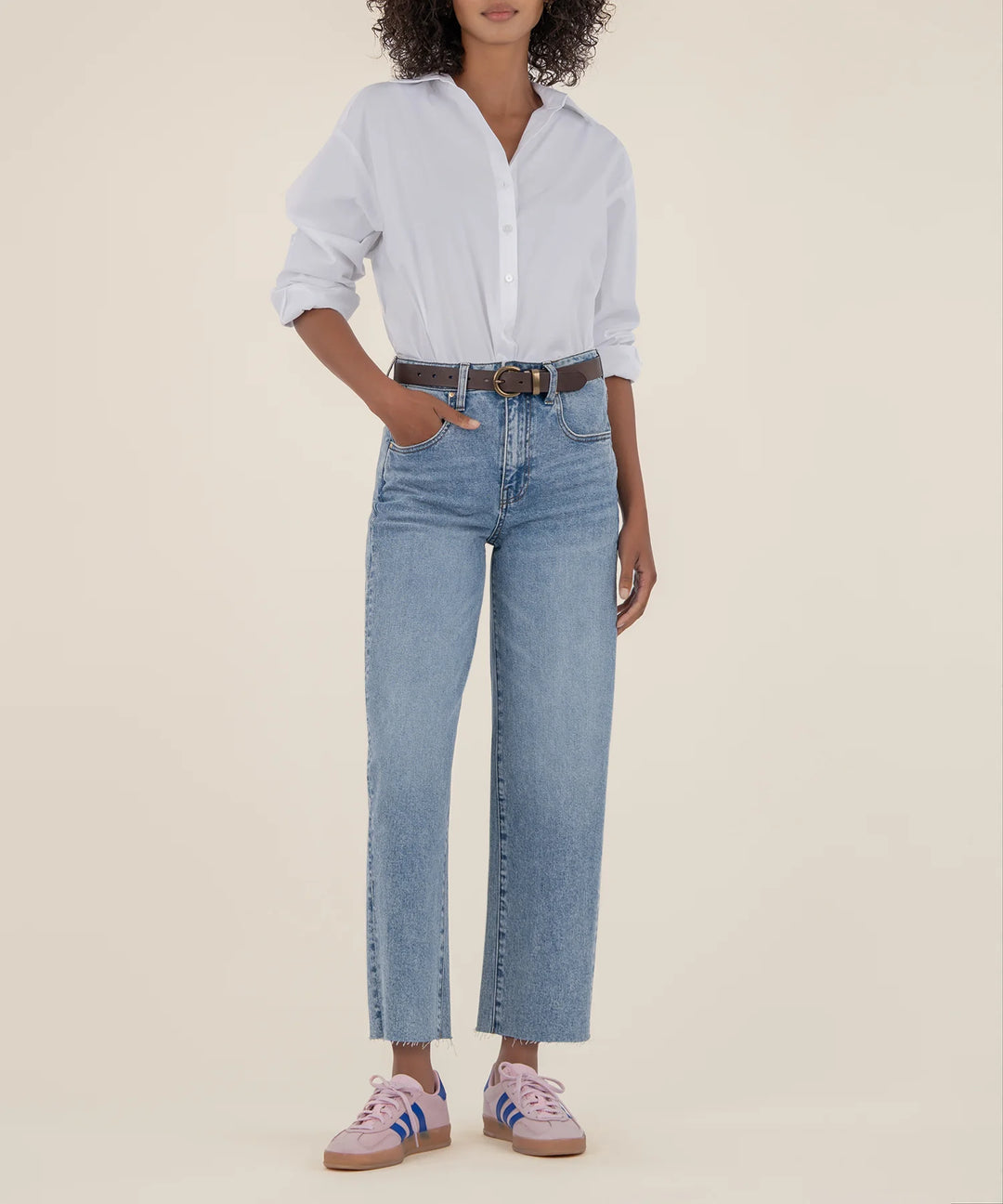 Kut From the Kloth Gwen High Rise Wide Leg Raw Hem Jeans