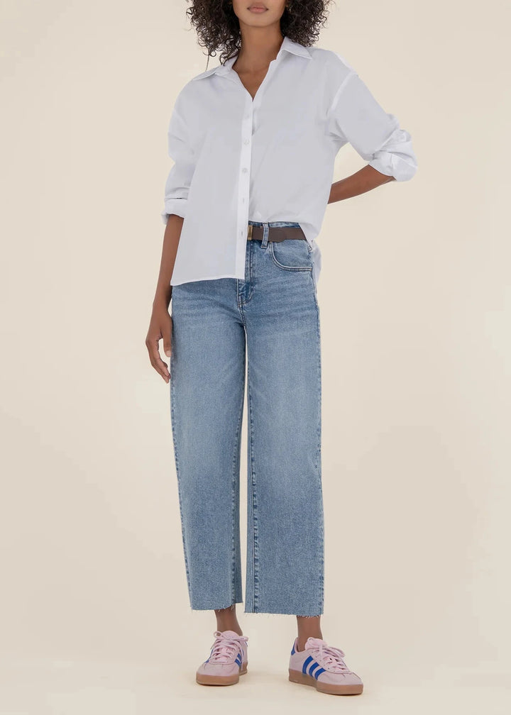 Kut From the Kloth Gwen High Rise Wide Leg Raw Hem Jeans