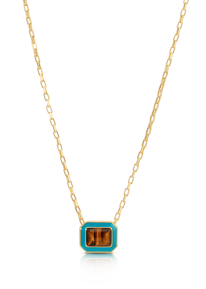 Leeada Lamill Statement Square Enamel Necklace