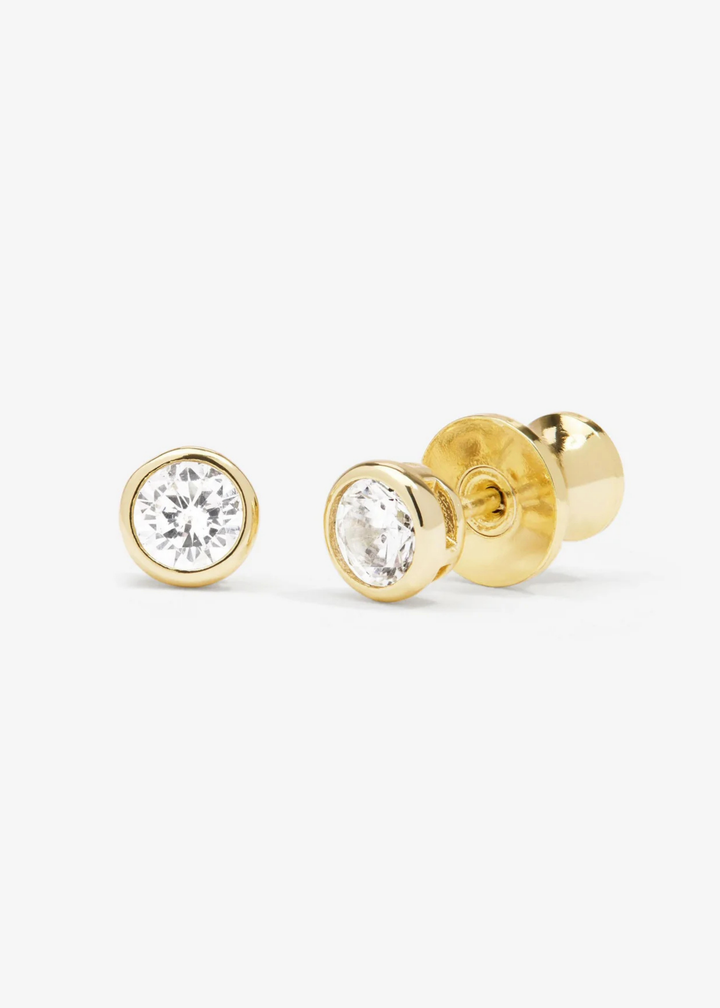 simulated diamond and gold 4mm stud earrings