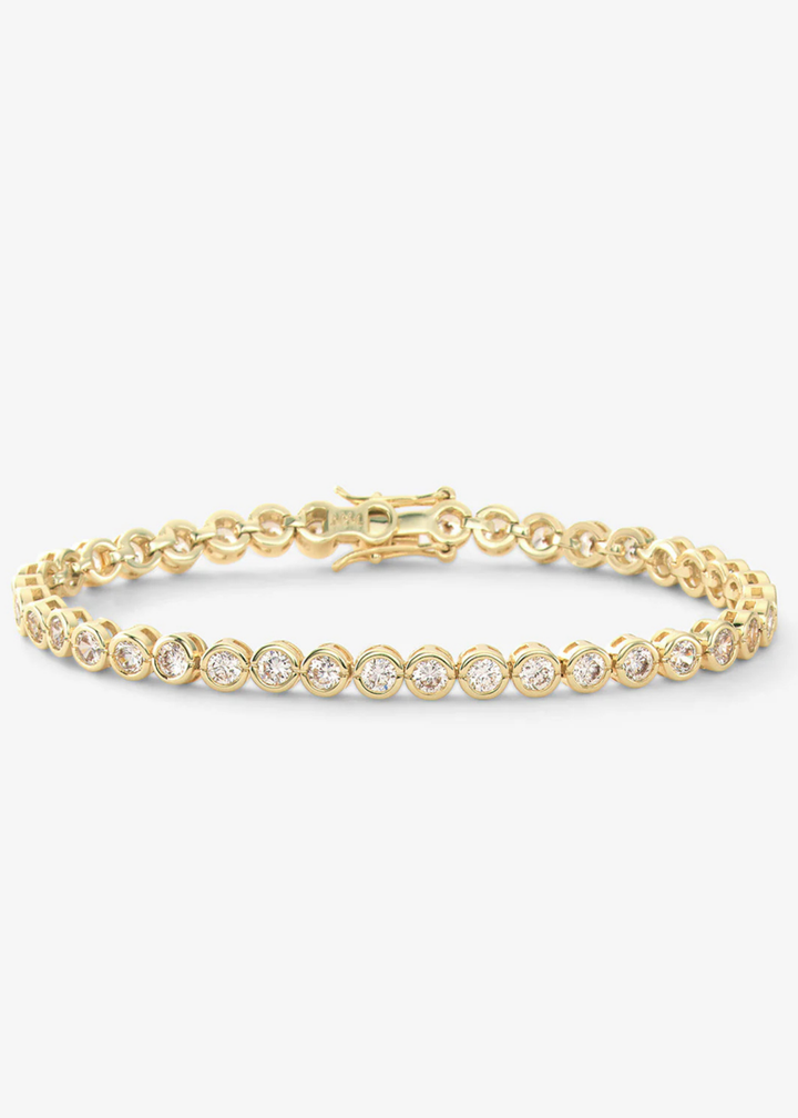 Melinda Maria Baroness Tennis Bracelet - Gold/White Crystal