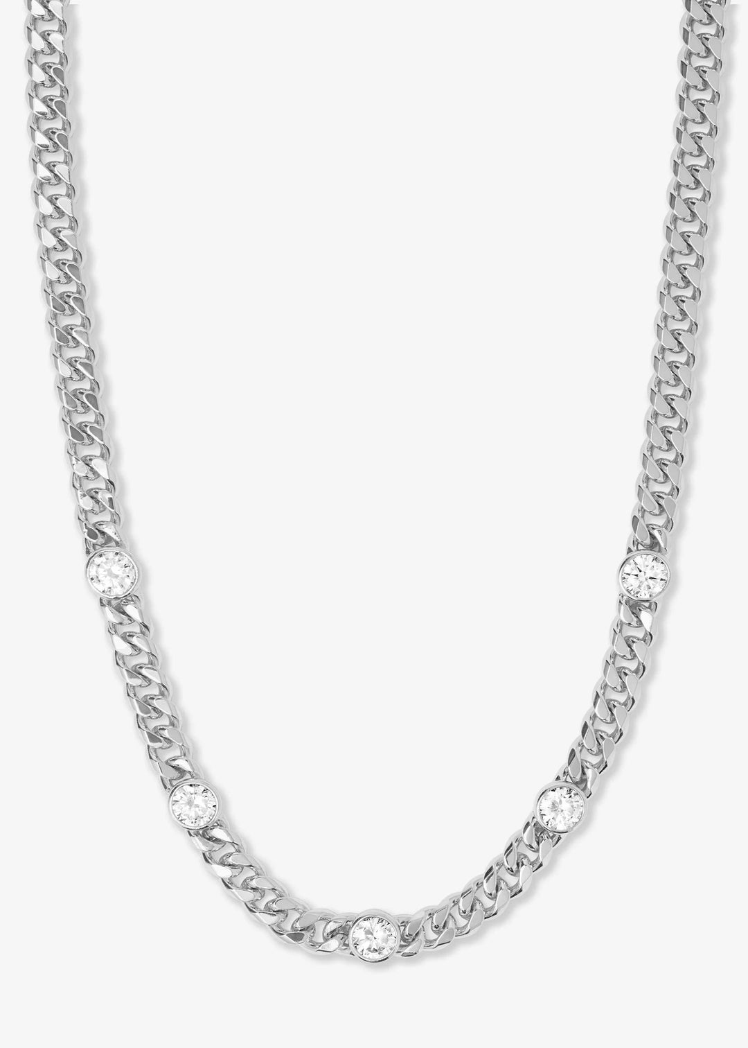 Melinda Maria women's 5 simulated diamond silver station necklace 