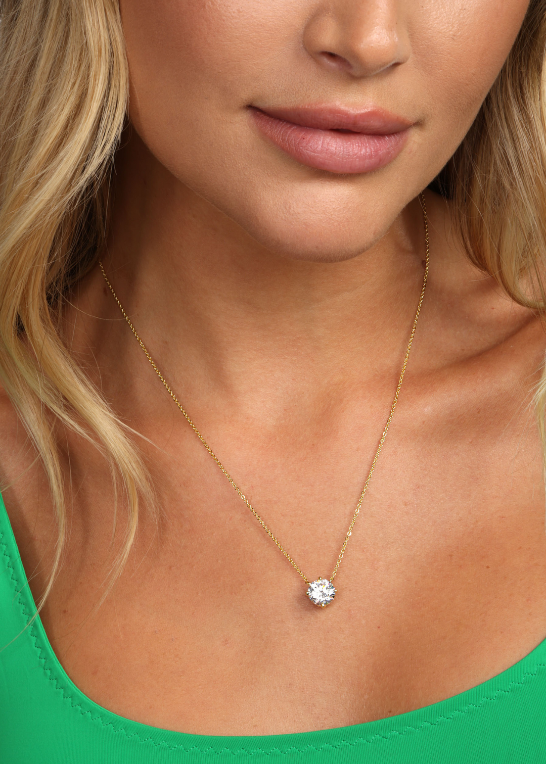 Melinda Maria The Monarch Round Cut Necklace - Gold/White