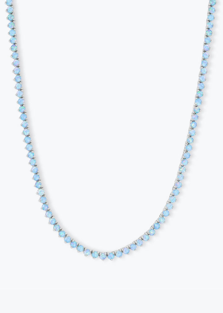 Melinda Maria Not Your Basic Blue Opal 16" Tennis Necklace - Silver/Blue Opal