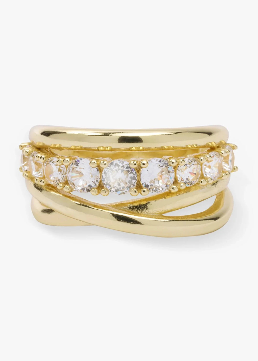 Melinda Maria gold simulated diamond all-in-one three stack ring