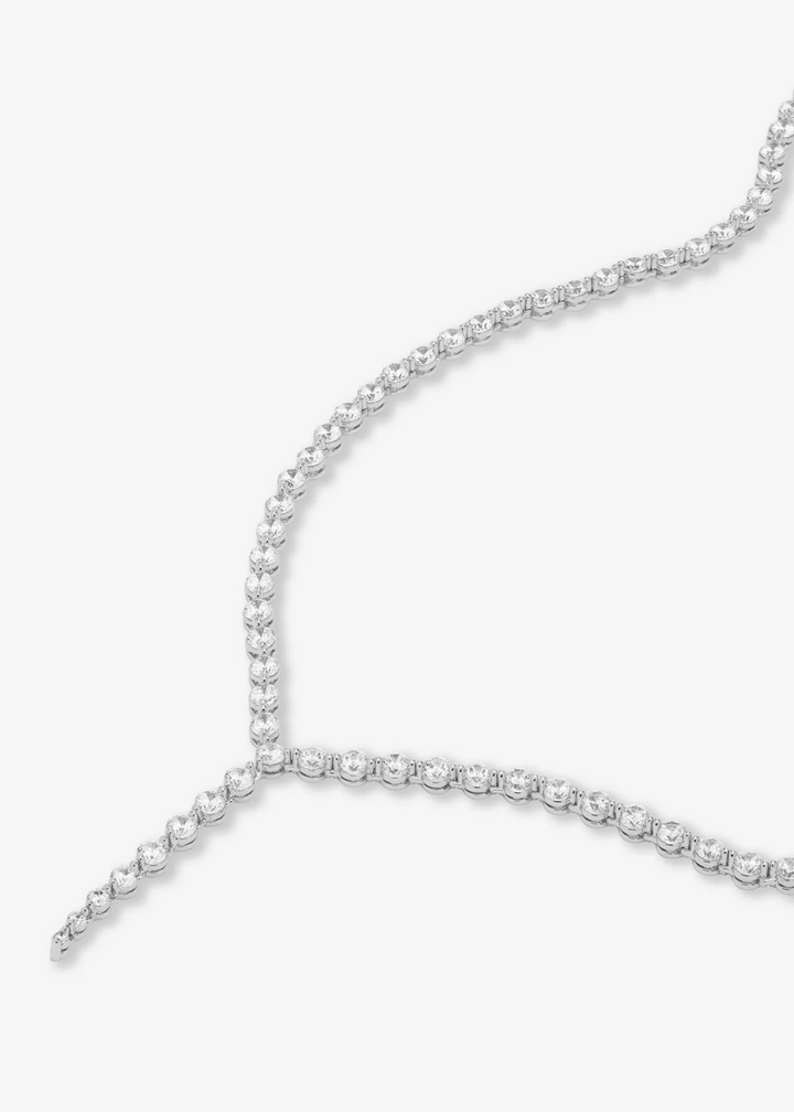 Melinda Maria She's an Icon Lariat Tennis Necklace 16" - Silver/White Crystal