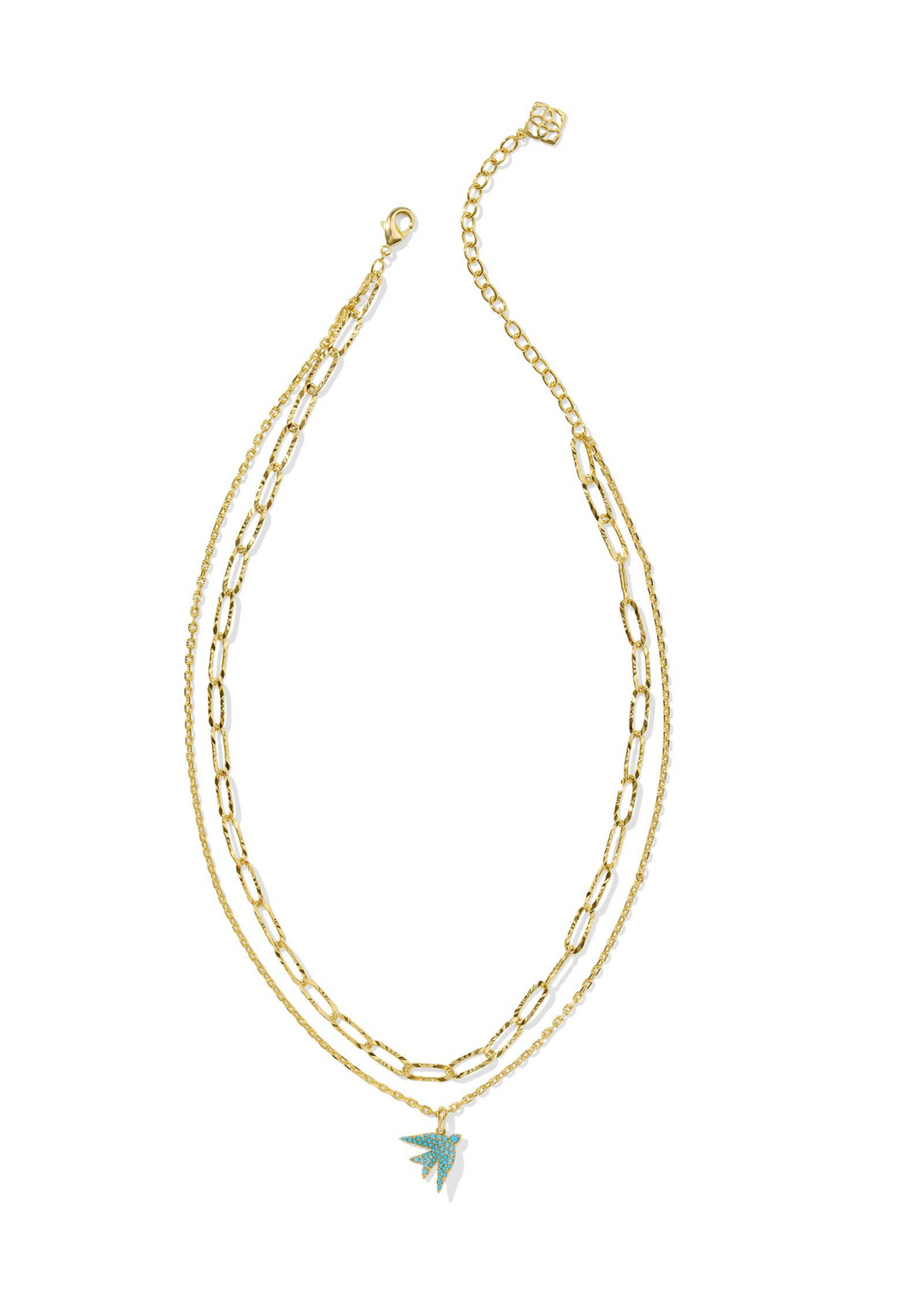 Kendra Scott Melody Bird Multi Strand Necklace - Gold/Teal Crystal