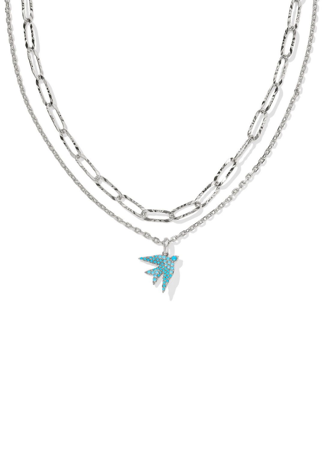 Kendra Scott Melody Multi Strand Necklace in Rhodium/Teal Crystal