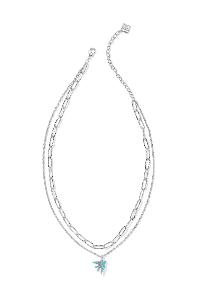 Kendra Scott Melody Bird Multi Strand Necklace - Rhodium/Teal Crystal