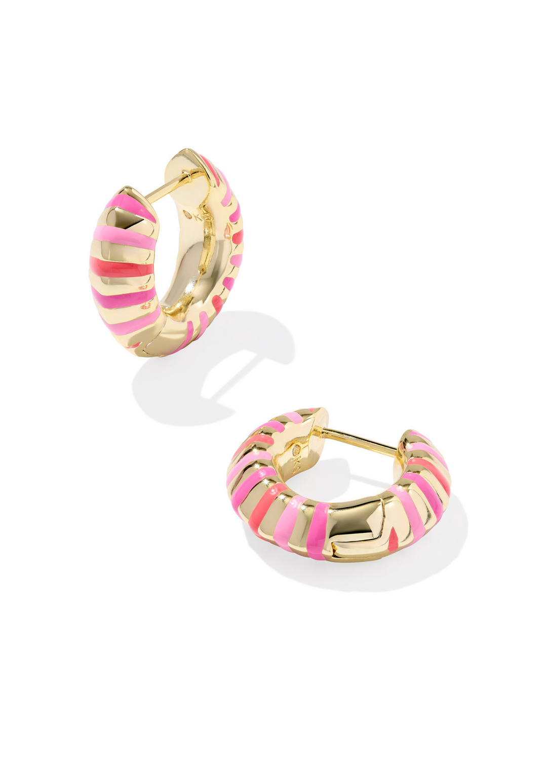 Kendra Scott Mikki Enamel Huggie Earrings in Gold/Pink Mix