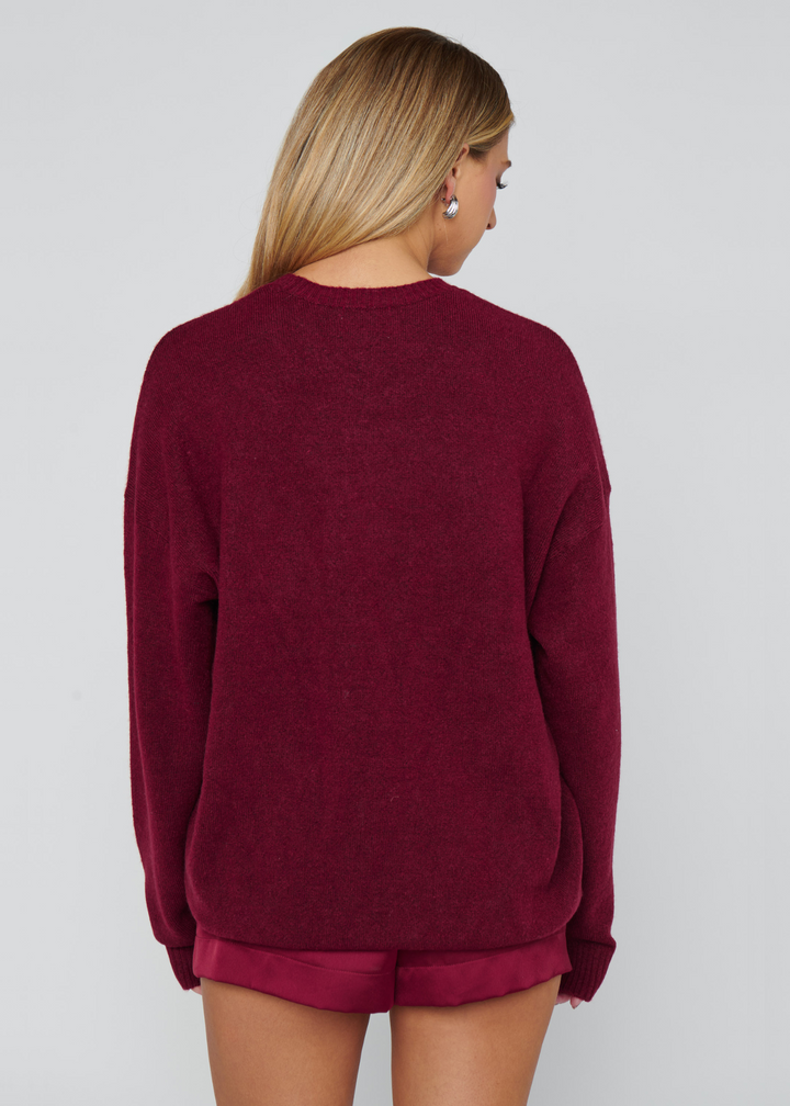 Show Me Your Mumu Feel Good Sweater - Maroon Knit