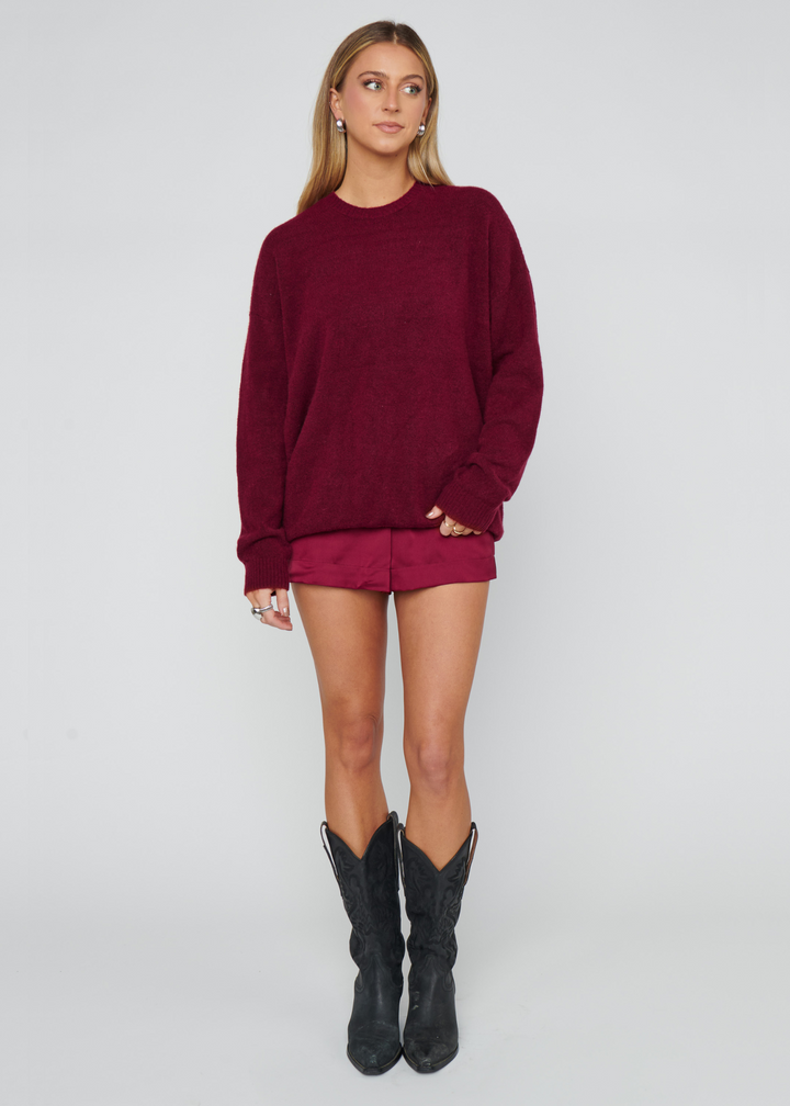 Show Me Your Mumu Feel Good Sweater - Maroon Knit