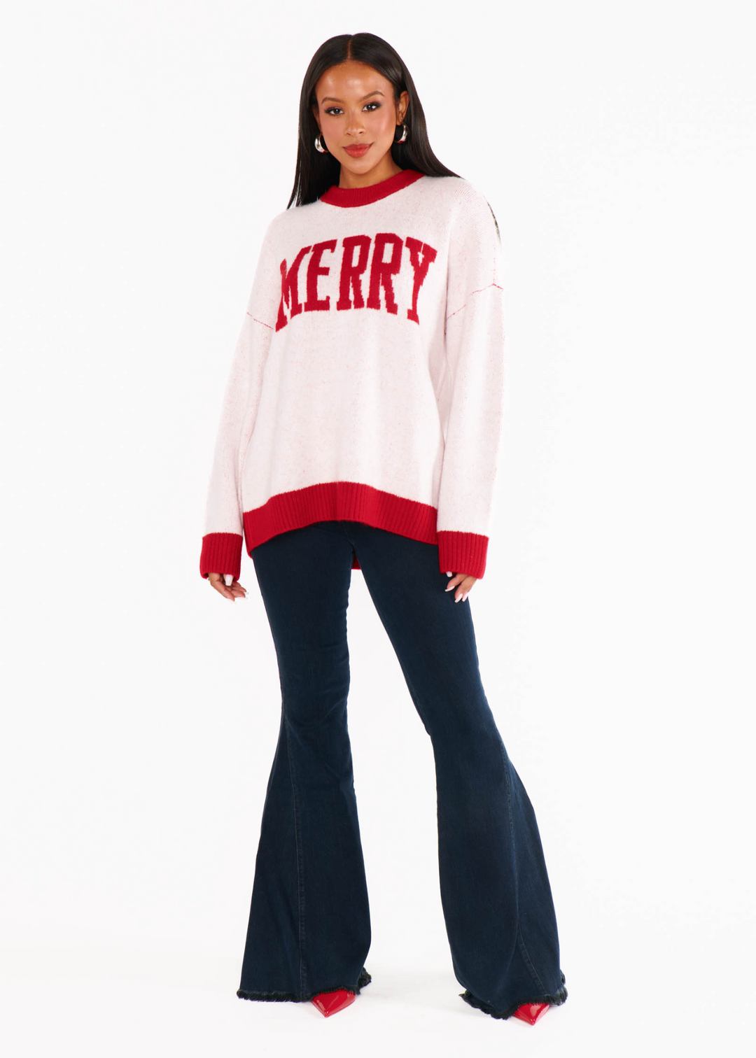 Show Me Your Mumu Classic Crewneck Sweater in Merry Graphic Knit