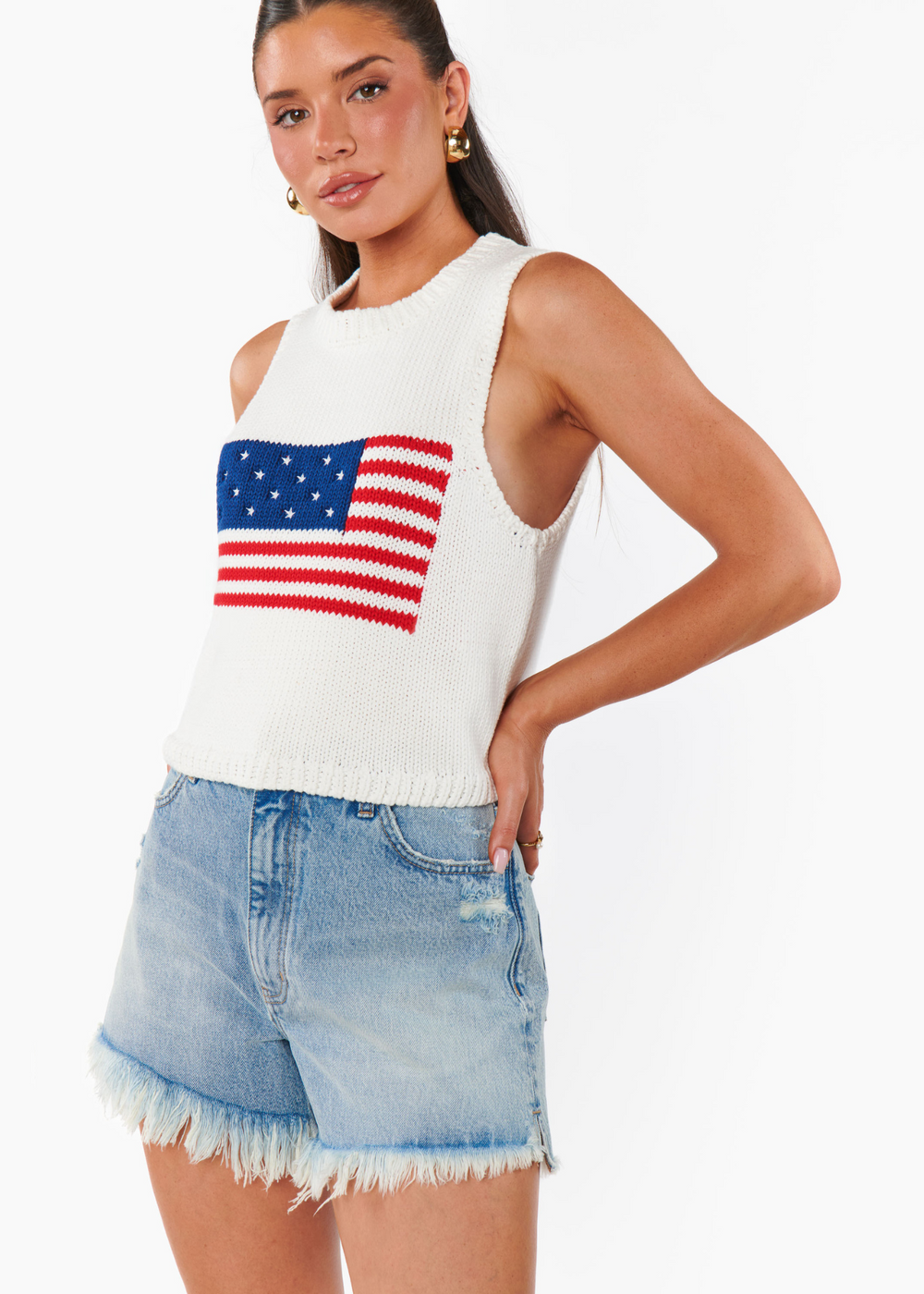 Show Me Your Mumu Milo Tank in American Flag Knit